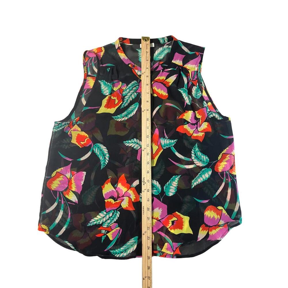 Sleeveless Sheer Floral Button-Up Blouse Size M - Picture 6 of 8